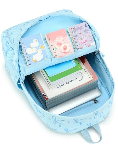LEDAOU School Backpack for Teen Girls Elementary Middle School Bookbag Kids Backpacks Women Laptop Backpack Travel Daypack (Bow Tie Blue) - color: Bow Tie Blue