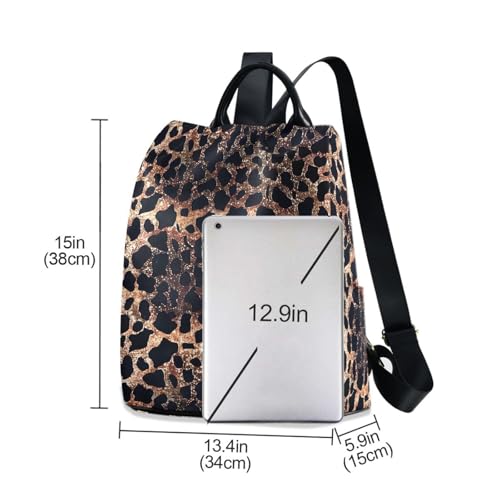MNSRUU Women Backpack Purse Cheetah Glitter Backpack for Women Anti-theft Shoulder Bag Carry On Backpack Lightweight Rucksack Fashion Travel Ladies Bags - color: Cheetah I9737
