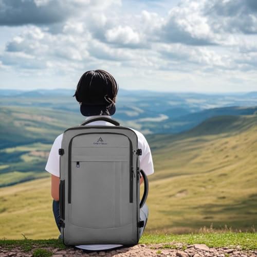 AREYTECO Carry On Backpack, 50L Extra Travel Laptop Backpack for Men Women - color: Grey, size: 17.3 Inch (20''x13''x10'')