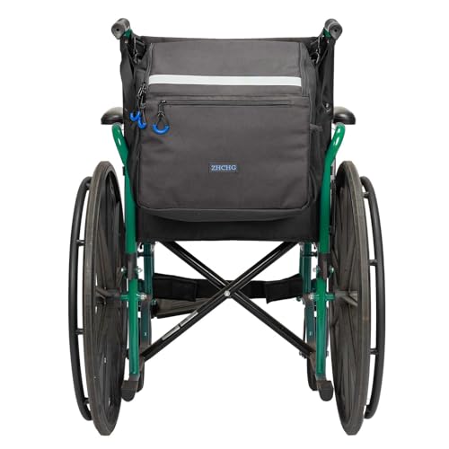 ZHCHG Wheelchair Bags, Wheelchair Backpack with Cup Holder, Wheelchair Bags to Hang on Back, Electric Wheel Chair Accessories, Large Storage Bag for Walker Rollator - style: Black