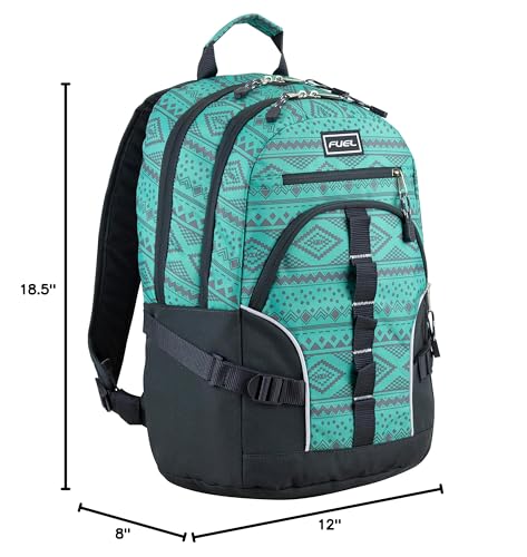 FUEL Hiking Laptop Backpack, College Bookbag, Travel Daypack with 5 Compartments, Dynamo Tech Pocket, 18.5 Inches - color: Festive Aztec