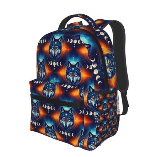 Laptop Backpack Galaxy Wolf Night Sky Space Moon, Water Resistant Office Commuter Daypack with Inner Pocket for Business and Travel - color: Pattern (230)