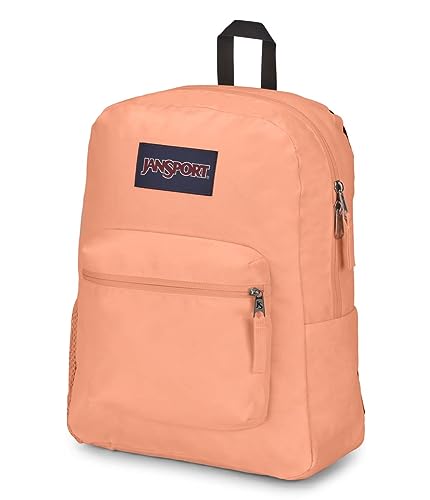 JanSport Cross Town Backpack 17" x 12.5" x 6" - Simple Bag for Everyone with 1 Main Compartment, Front Utility Pocket - Premium Class Accessories - Peach Neon - color: Peach Neon
