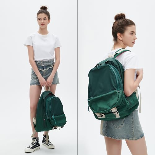 Casual Canvas Backpack for Women Large Capacity Vintage Campus Daypack and Travel Backpack (Beige)