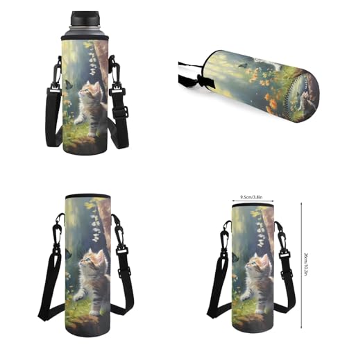 Cute Cat School Backpack Set for Girls Boys Daisy Butterfly Backpack with Lunch Box Pencil Case Water Bottle Holder Elementary Middle Bookbag for Students Back to School Gifts - color: Cute Cat Daisy Butterfly