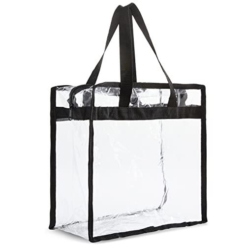 Juvale Clear Stadium Approved Bags - 12x6x12 Large Transparent Tote Bags with Zippers and Handles - size: 4 Pack