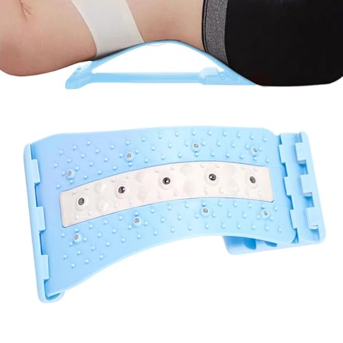 Back Stretcher Device - 4 Level Adjustable Curved with Massage Points | Lumbar Support Board - for Home Gym Yoga Studio Office Car Bedroom Living Room - color: Blue