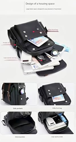 Business Men and Women PU Leather Backpack 15.6inch Laptop Waterproof Backpack Travel Commuter Lightweight schoolbag (Brown backpack8,Medium) - color: Brown Backpack8, size: Medium