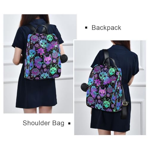 MNSRUU Women Backpack Purse Magic Purple Fox Backpack for Women Anti-theft Shoulder Bag Carry On Backpack Lightweight Rucksack Fashion Travel Ladies Bags - color: Goth 12