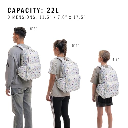 adidas Lineage Backpack for Laptop, School and Travel, 22L, In Bloom Floral Warm Vanilla/Off White, OSFA - color: In Bloom Floral Warm Vanilla/Off White