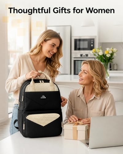 MATEIN CLASSIC Womens Lunch Box Backpack for Work, Insulated Lunch Backpack with Divider & Removable Lunchbox Set, Large 15.6" Laptop Backpack, Water-Resistant Commuter Bag for Work & Daily Meal Prep