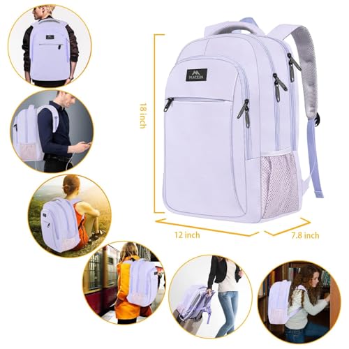 MATEIN Purple Cute Laptop Backpack for Girls, 15.6 Inch College School Bag - color: Lavender Purple, size: 15.6 Inch