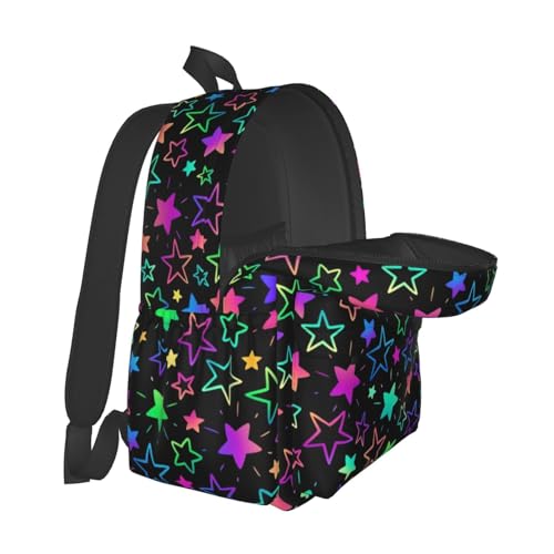 cfpolar 17 Inch Backpack Bright Neon Stars Laptop Bag Shoulder Bag School Bookbag Casual Daypack For Boys Girls - color: A4-bright Neon Stars1