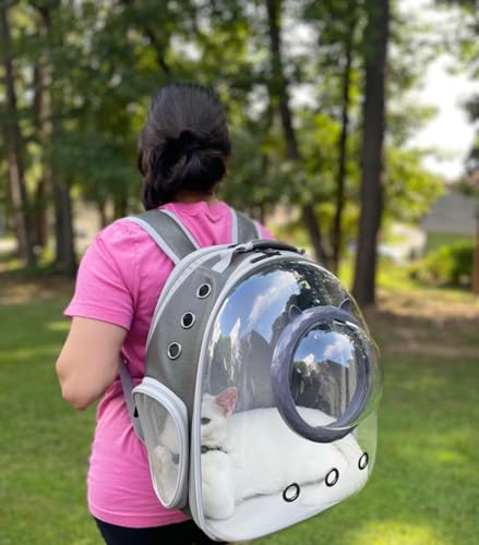 Expandable Cat Carrier Backpack, Backpack for Cats Kitten Small Puppy, Airline Approved Cat Bubble Backpack, Space Capsule Astronaut Carrier (Brown, Back Extension) - color: Brown