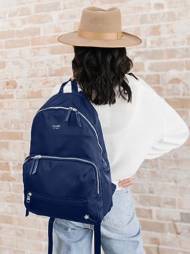 JuJuBe Diaper Bag Backpack with Changing Pad, 11-Pocket Large Capacity Organizer, 2 Interior Insulated Bottle Pockets, Wipe Pocket, Stroller Straps, Trolley Sleeve, Machine Washable (Navy) - color: Navy