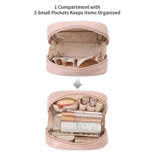 RIGHT AWAY Makeup Bag,Travel Cosmetic Bag Organizer with Zipper,Waterproof Toiletry Bags Makeup Pouch for Purse, Small Make Up Bag &Cases with Compartments for Women Girls(Pink) - color: AG-Pink