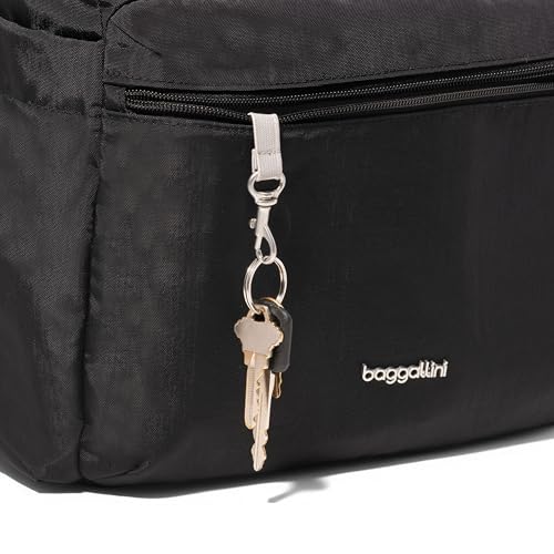 Baggallini Flap Laptop Backpack - 15"x11" Lightweight Work Travel Bag w/Luggage Sleeve & RFID - color: Charcoal