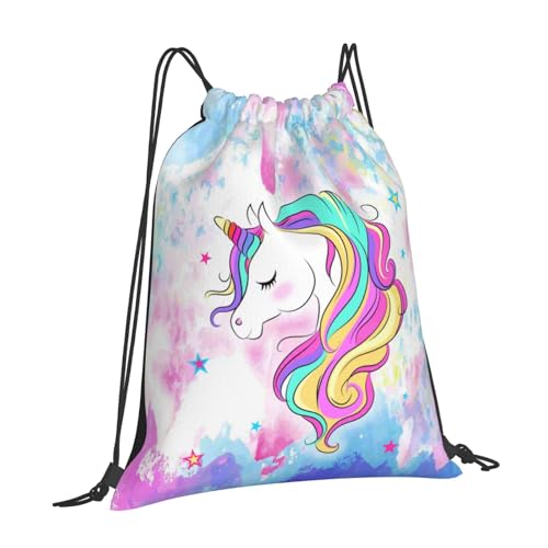Unicorn Drawstring Backpack Gym String Bag Drawstring Sackpack Sport For Womens Mens - style: The Unicorn's Head Drawstring Backpack Gym String Bag