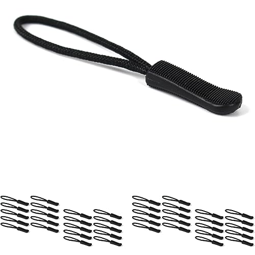 Red Snail 40PCS Zipper Pull Helper - Bright Puller Replacement, Nylon Pulls Tab for Backpacks - color: 40PCS Black