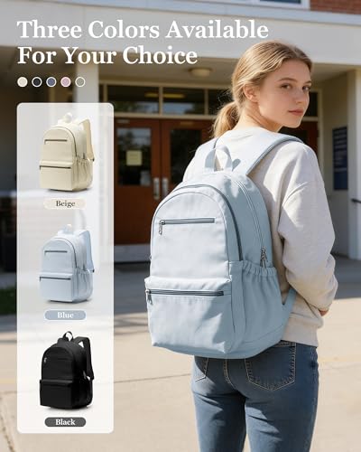 Lightweight School Backpack for Women Men, Multi Pocket Backpack for College Students, Waterproof Middle School Bags, Simple Bookbag for Teens Girls Boys, Blue - color: Blue
