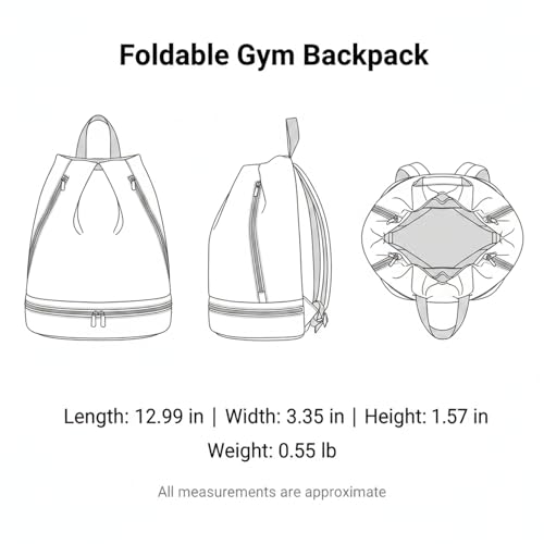 Foldable Gym Backpack with Wet/Dry Separation, Water-Resistant Oxford Sports Bag for Travel & Commute - color: Pink
