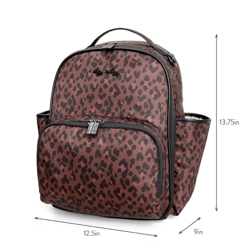 Itzy Ritzy Mini Diaper Bag Backpack – Chic, Compact Mini Plus Backpack with Changing Pad, 10 Pockets (6 Internal, 4 External), Grab-Top Handle & Rubber Feet – Leopard (Woven) - color: Leopard (Woven)