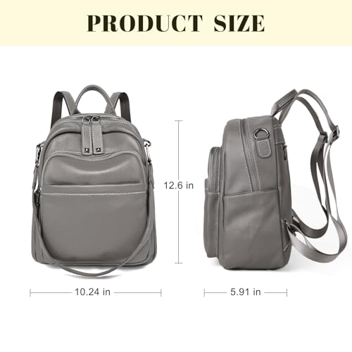 BOYATU Genuine Leather Backpack Purse for Women: Anti Theft Convertible Soft Backpacks - Elegant Womens Travel Backpack (04 Medium-Noble Grey) - color: 04 Medium-noble Grey