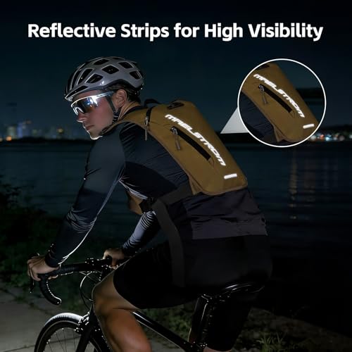 Maelstrom Hydration Vest with 2L Water Bladder Backpack for Running Hiking | Chest Pack, BPA-free, High Flow Bite, Reflective Stripe, Helmet Buckle, Detachable, Breathable Pad, for Cycling, Marathon - color: Khaki