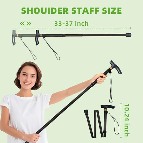 Shoulder Pulley for Physical Therapy, Foldable Shoulder Wand Rotator Cuff Rehab – Portable & Shoulder Reliever with Hook, Lightweight Stretching Tool – Durable Shoulder Exercise Equipment (Black) - color: Black