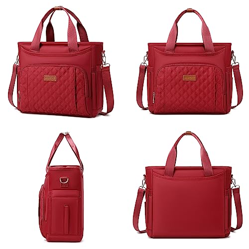 AIJIEKE Large Insulated Lunch Bag for Women, Leakproof Work Lunch Box Tote | Keeps food fresh 8-12 hours. Spacious multi-pocket design with a removable strap. Water-resistant and easy-wipe interior - color: Red