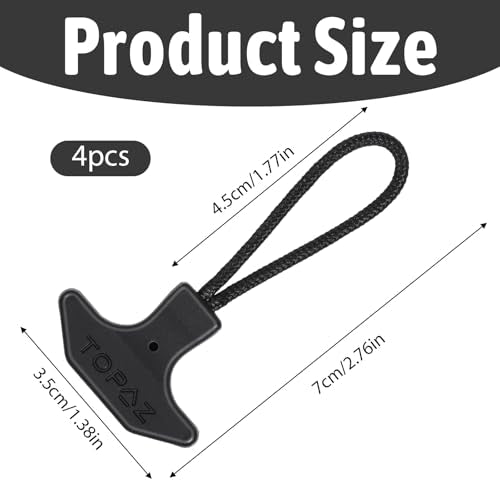 4PCS T-Shaped Zipper Pull Replacement - Durable TPU Zipper Pulls for Luggage, Backpacks, Jackets - Universal Zippers Repair Kit with Extender Tabs, Slider Replacement