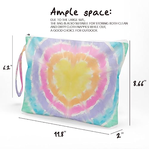 Fokongna Wet Bag Travel Makeup Bag for Swimsuit Beach Pool Diapers Dirty Yoga Gym Clothes Zipper Pouch for Women Sister Friends Ocean Sea Shells Beach Starfish - color: Heart-shaped rainbow