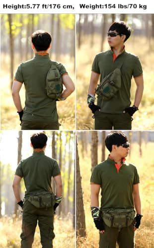 ArcEnCiel Tactical Fanny Pack for Men Women Waist Bag Hip Belt Outdoor Hiking Fishing Bumbag with Patch (Green) - color: Green