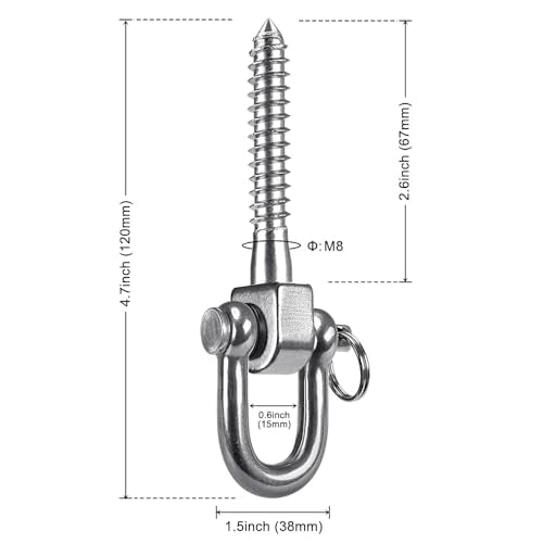 SELEWARE 4 Pack Swing Hangers Swing Set Hooks Stainless Steel Hammock Hooks for Porch Swing, Hammock Chair, Heavy Bag, Yoga Silk, Suspension Straps, Gymnastics Rings - color: Stainless 4 Pack Swing Hooks