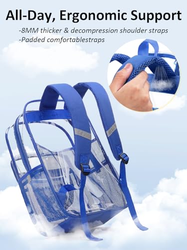 Clear Backpack Heavy Duty With A TSA Lock, 18 Inch Large Clear Back pack, Transparent See Through Bookbag for College, Work, Travel, Sport- Blue - color: Blue