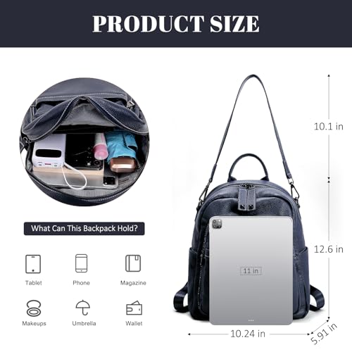 BOYATU Genuine Leather Backpack Purse for Women: Anti Theft Convertible Soft Backpacks - Elegant Womens Travel Backpack (08 Medium-Royal Blue) - color: 08 Medium-royal Blue