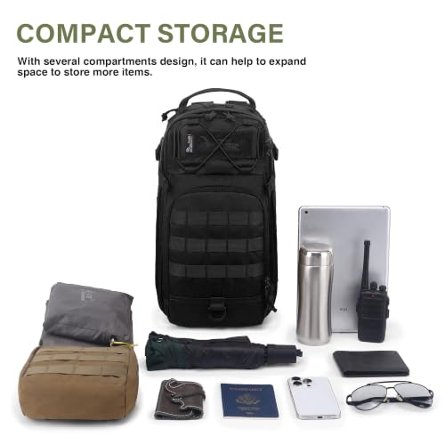 Mardingtop Small Tactical Backpack,Molle Military Rucksack Daypack for Hiking Traveling,15L Sling bag,Crossbody Bag for men - color: Black-15l