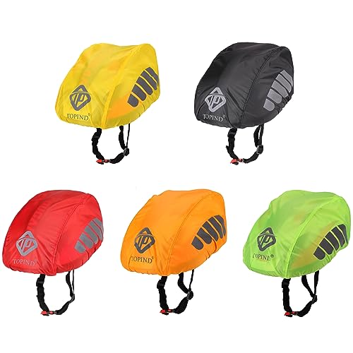TOPIND Bike Helmet Cover High Visibility Waterproof Cycling Helmet Rain Cover with Reflective Strip Dustproof Breathable Mountain Road Bicycle Helmet Snow Cover Ride Gear - color: Green, size: Large