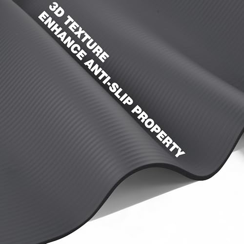 KEEP Extra Thick NBR Yoga Mat for Women & Men, 10mm Thick, 72”x24” Large Exercise Mat with Non-Slip Workout Mat for Yoga, Pilates, Stretching, Meditation – Wide & Cushioned Fitness Mat - color: Grey