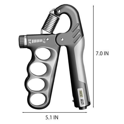 Grip Strength Trainer, 5-100KG (11-220 LB) Adjustable Resistance Forearm Hand Gripper Strengthener with Counter, Hand Wrist Exercise Workout Equipment for Home/Office Gym - color: Grey