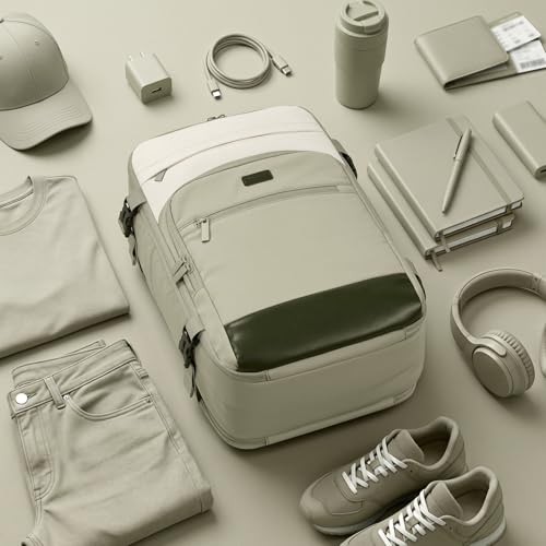 mibasies 30L Travel Backpack for Women & Men: Flight Approved Carry On Backpack, TSA Personal Item Bag with Water Bottle Pocket, Weekender Essentials Backpacks fits 15.6" Laptop - Green White - color: Green White, size: Large