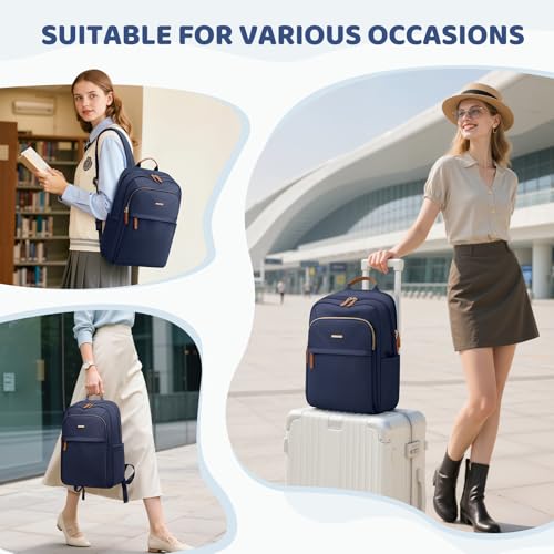 Hiking Travel Backpack for Women Casual Business Weekender Multilayer Laptop Bag,16 Inch,Navy blue - color: A-navy Blue, size: 16 Inch