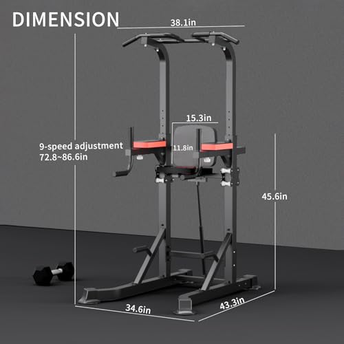 K KINGKANG Pull Ups Dip Station, Power Tower for Home Gym Fitness Exercise - color: Black Grey