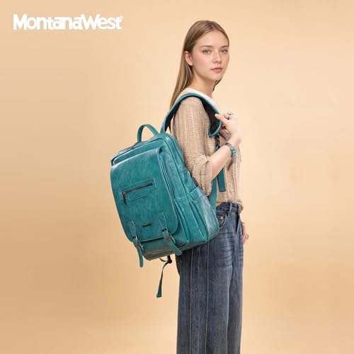 Montana West Laptop Backpack 15.6 Inch Work Backpack Purse for Women Travel Casual Daypack Bookbags with USB Port - color: 15.6-in Turquoise