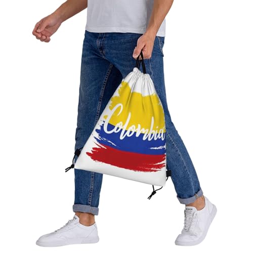 Colombia Flag Drawstring Bag Sport Gym Backpack Beach Travel Sack Draw String Yoga Bag For Men Women - color: Colombia Flag