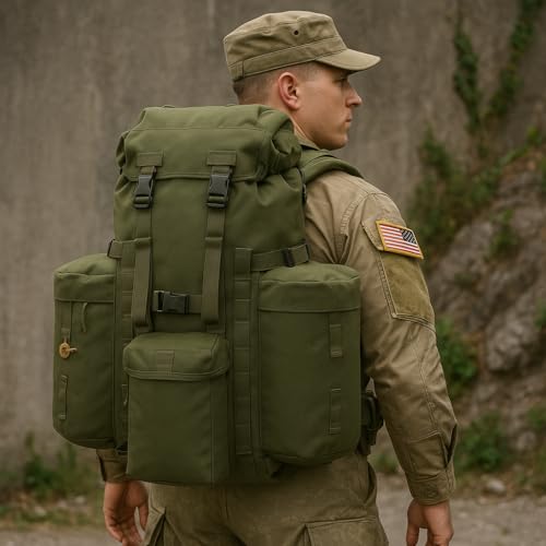 MT PLCE Tactical Backpack with Internal Frame, Military Rucksack for Outdoor, Hiking, Survival Olive Drab - color: Od