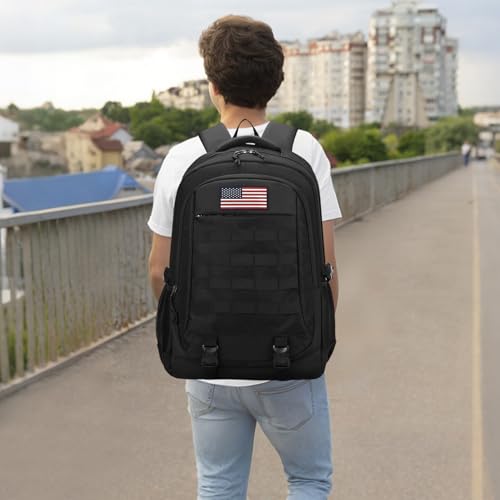 Tactical Backpack - 19'' Waterproof School Bag for Kids, 15.6" Laptop Compartment & MOLLE Webbing for Camping Hiking Travel - color: Camo Backpack Single Pack 3