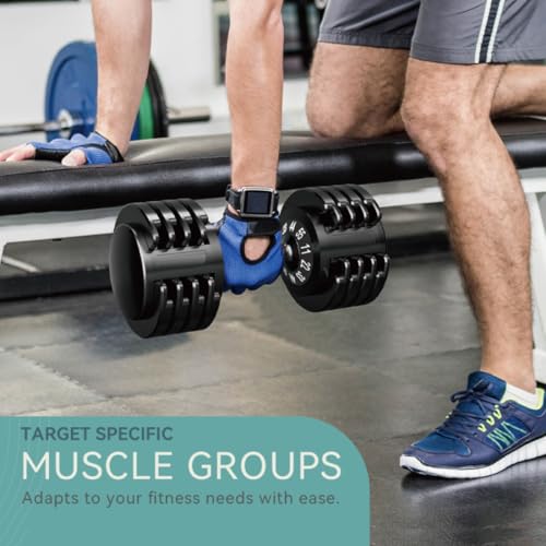 Adjustable Dumbbell Set of 2, 110lbs/50lbs Free Weights Dumbbell Set, 5-in-1/10-in-1 Quick-Lock Hand Weights, 25lbs/55lbs Pair with Anti-Slip Texture Handle, Weight Set For Home Gym Suit both Men and Women - color: Black 55LB Set of 2(Round)5 in 1