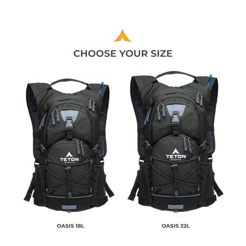 Teton Oasis/Trailrunner Hydration Backpack – Lightweight Water Pack with 2L/3L Bladder for Hiking, Running, Cycling, Biking 18L/22L Sizes – Sewn-in Rain Cover – Fits Men and Women - color: Deep Teal, size: 18 Liters