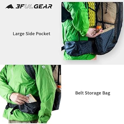 3F UL GEAR QiDian Pro UL 46+10L Backpack Outdoor Climbing Bag Camping Hiking Bags UHMWPE ultralight (beige) - color: Grey